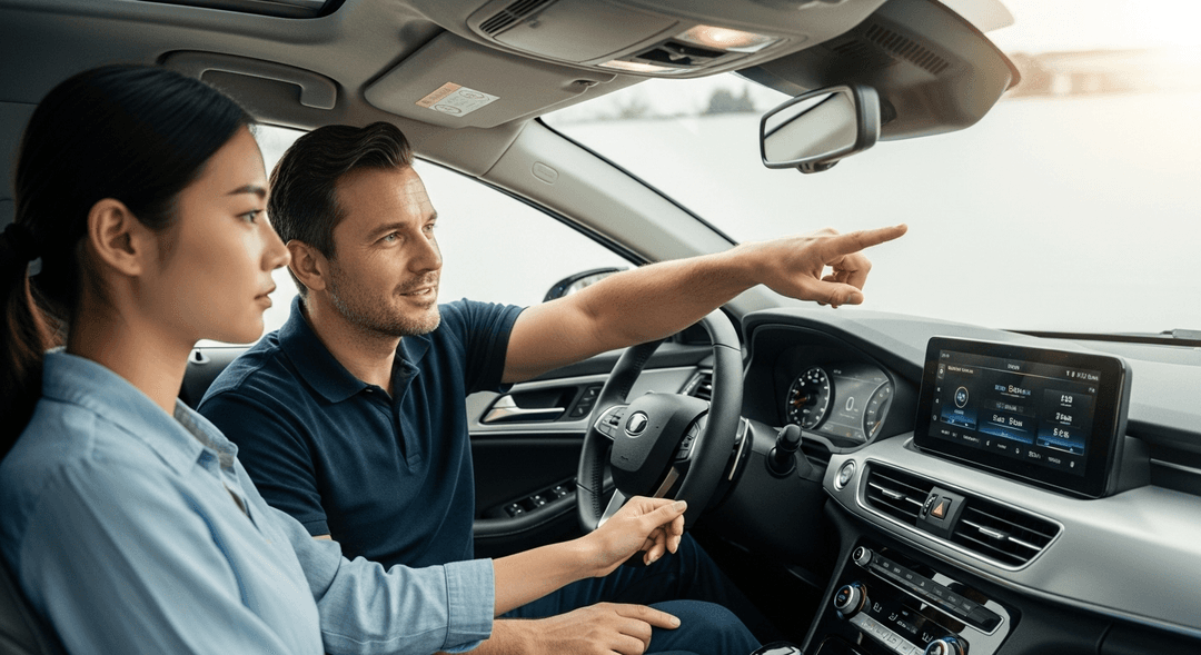 센스드라이브 방문운전연수 전문 강사와 수강생이 안전운전 연습하는 모습